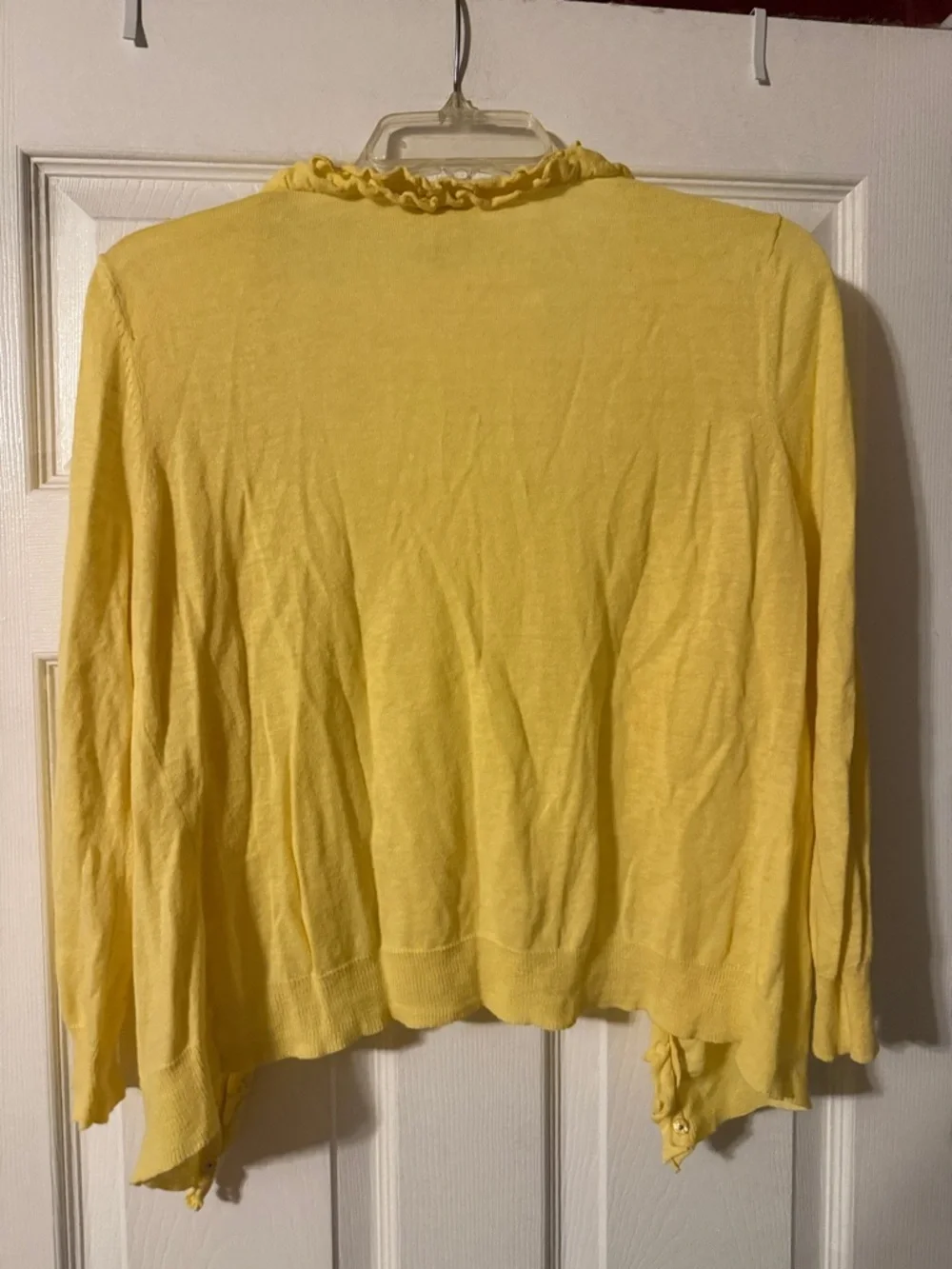 Yellow Ruffle Trim  Cardigan - Picture 2 of 3